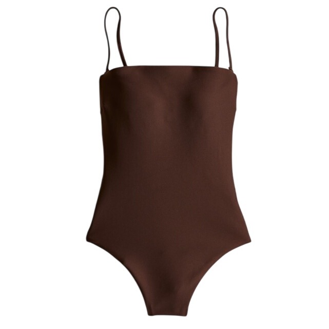 J.Crew Classic Sculpt Gemma Bandeau One Piece Swimsuit Brown Ci366 Size 8 New
